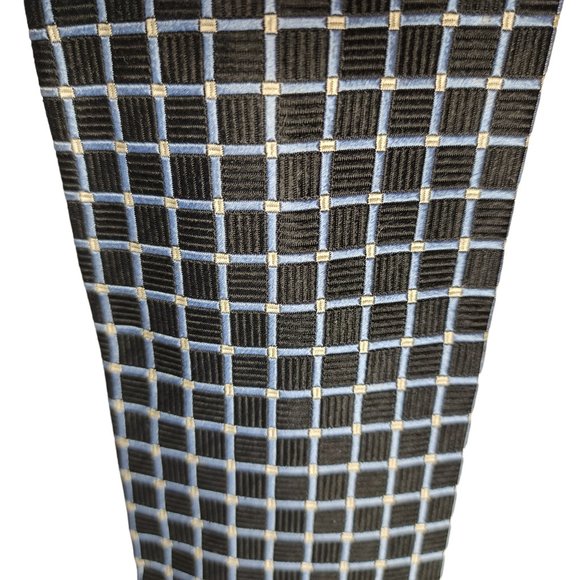 Nautica 100% Silk‎ Neck Tie - Black and Blue Checkers - Formal Wedding Holiday - Picture 3 of 5